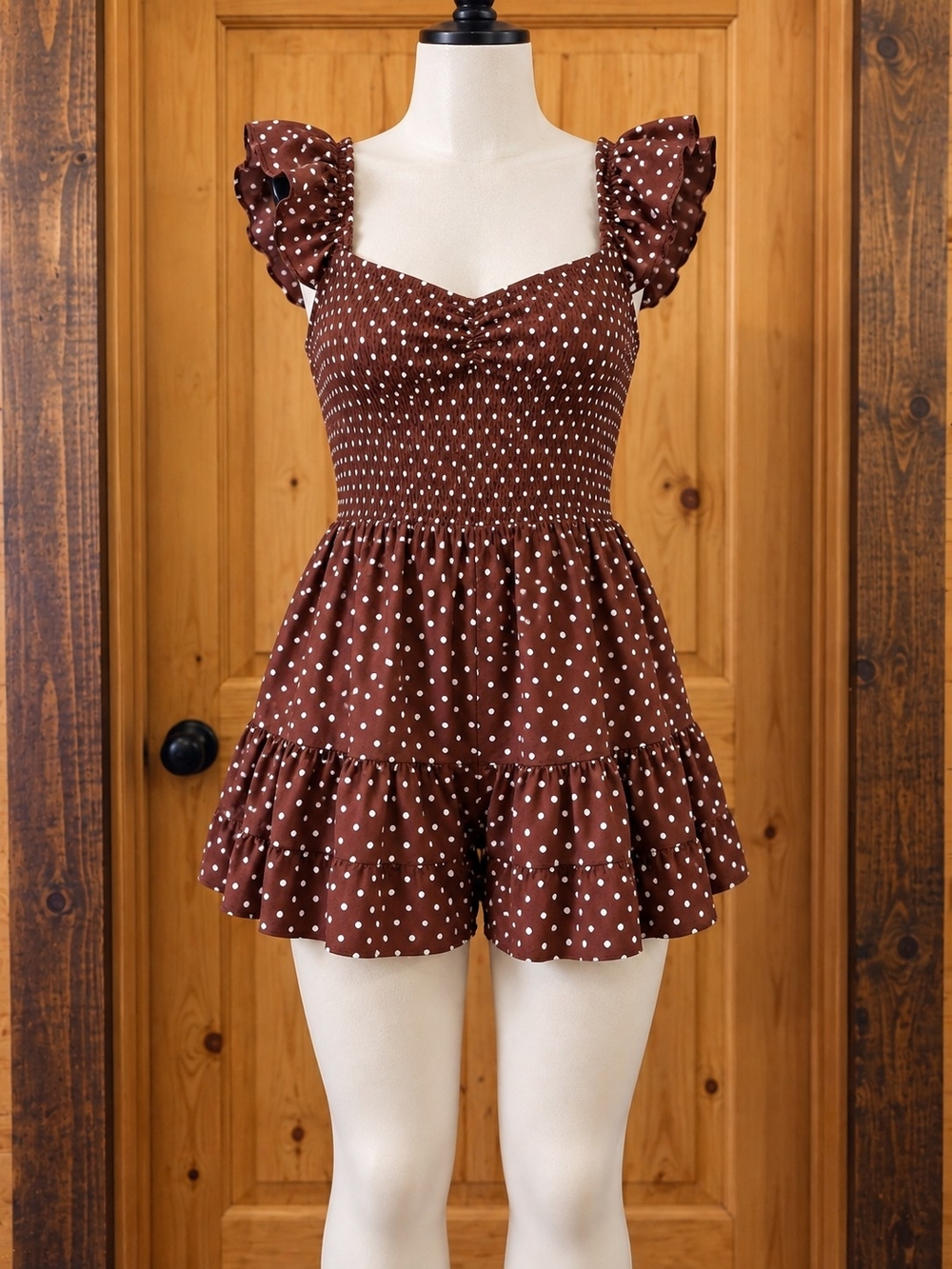 Polka Dot Smocked Ruffle Romper - Women Intimates & Sleepwear